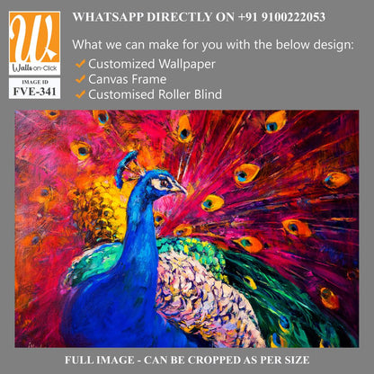 Colorful Peacock, oil painting, colorful background [WP-FVE-341]