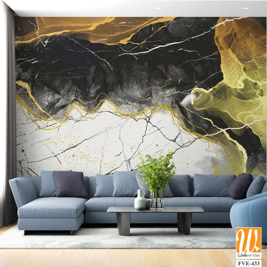 Abstract marble texture with gold and black lines [WP-FVE-433]