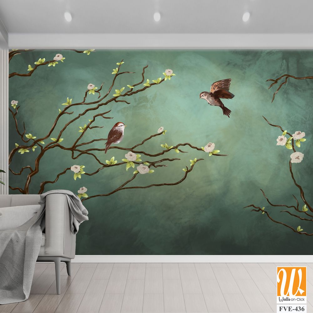 Mural painting of birds flying in the sky [WP-FVE-436]