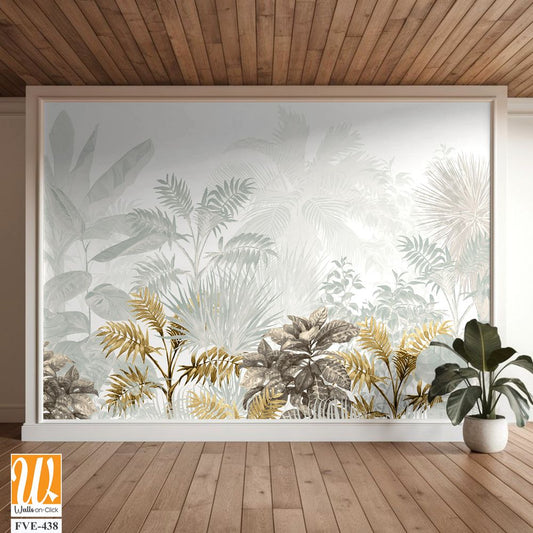 Tropical leaf wallpaper design, watercolor texture, nature background. [WP-FVE-438]