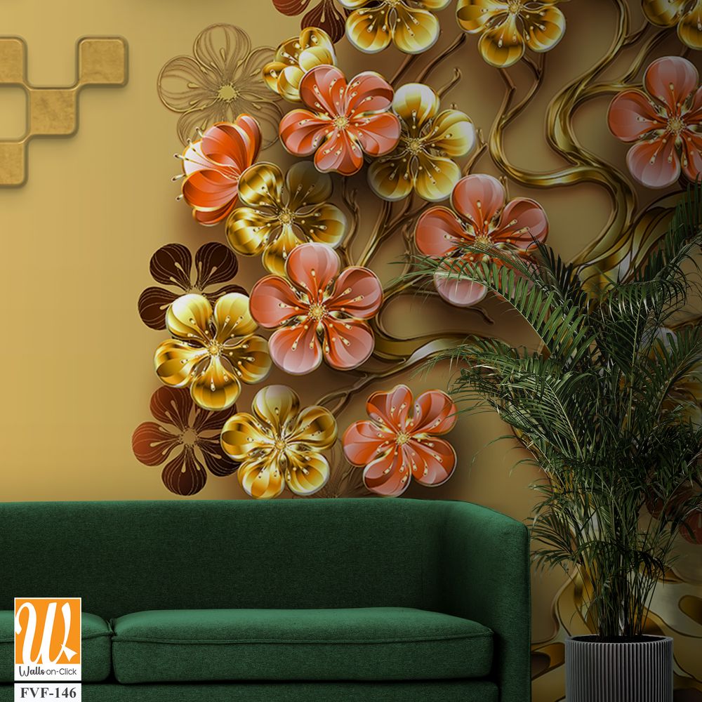 3D floral tree of life with birds [WP-FVF-146]