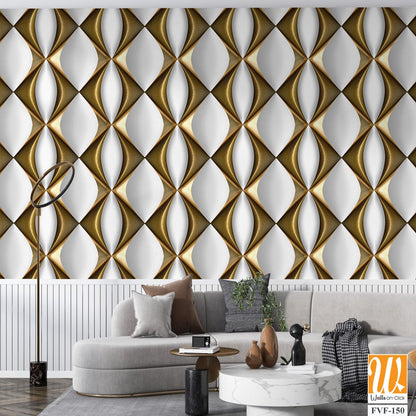 Seamless pattern of gold and white wavy tiles [WP-FVF-150]