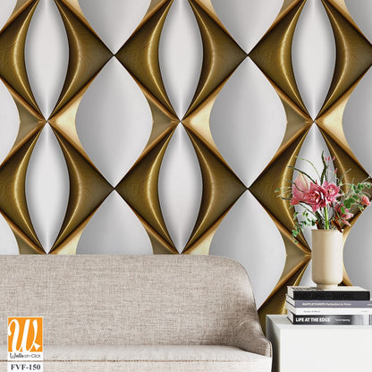 Seamless pattern of gold and white wavy tiles [WP-FVF-150]