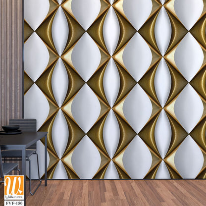 Seamless pattern of gold and white wavy tiles [WP-FVF-150]