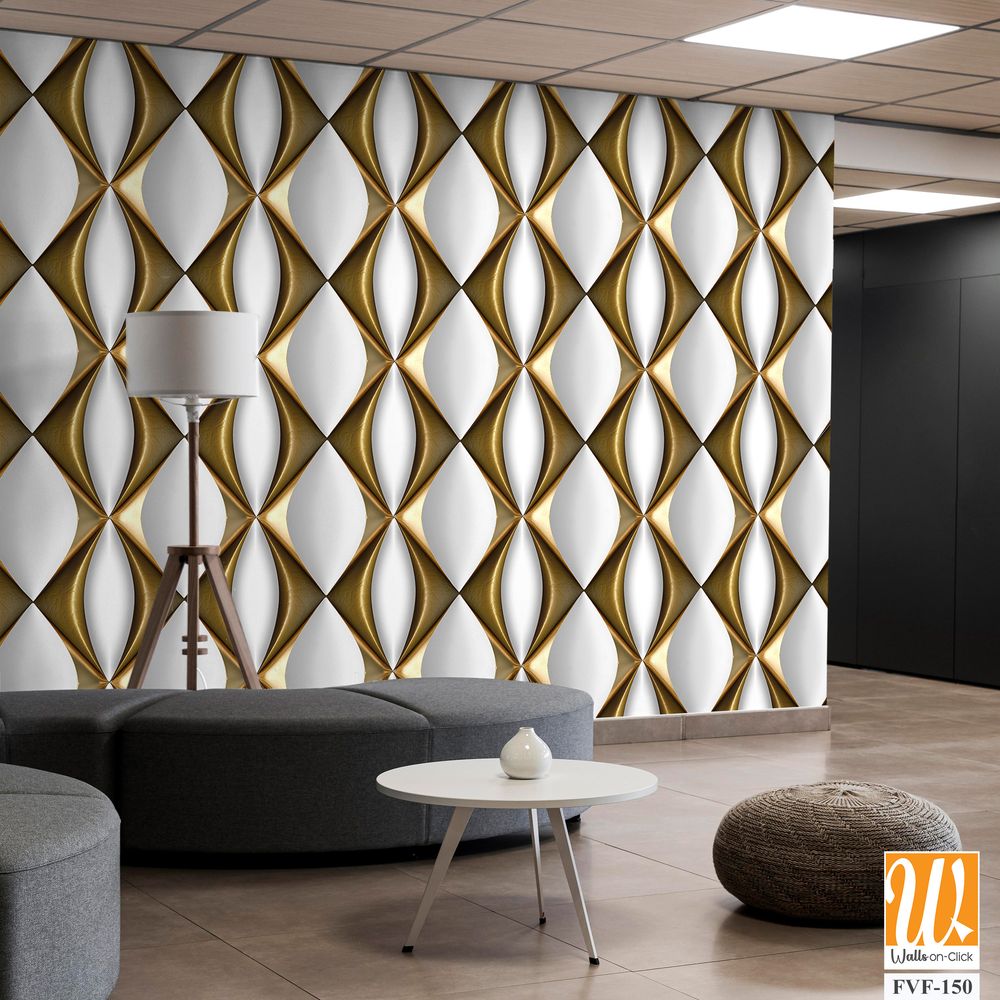 Seamless pattern of gold and white wavy tiles [WP-FVF-150]