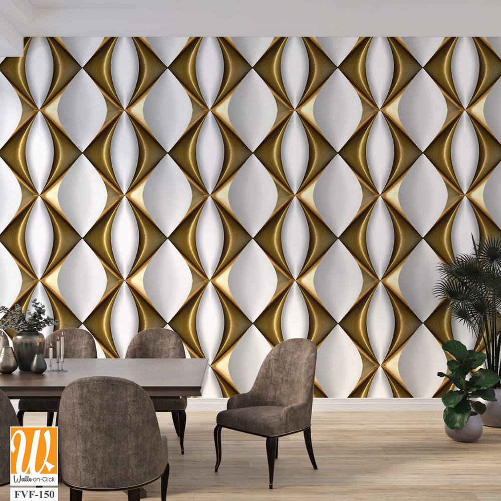 Seamless pattern of gold and white wavy tiles [WP-FVF-150]