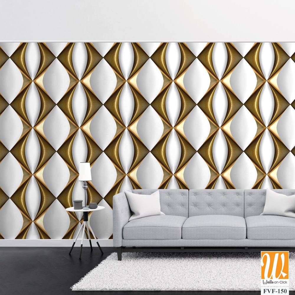 Seamless pattern of gold and white wavy tiles [WP-FVF-150]