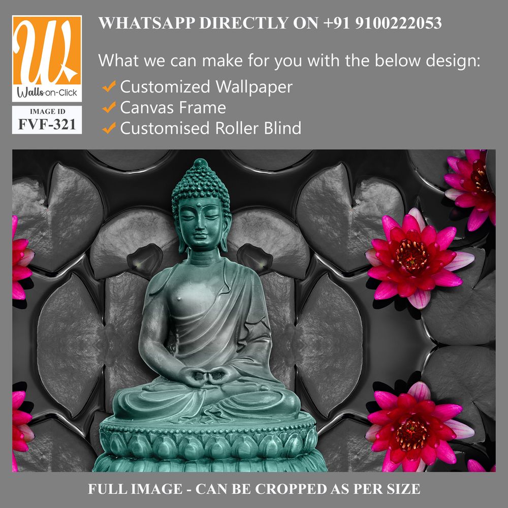 Buddha statue in a grey and black lotus background [WP-FVF-321]