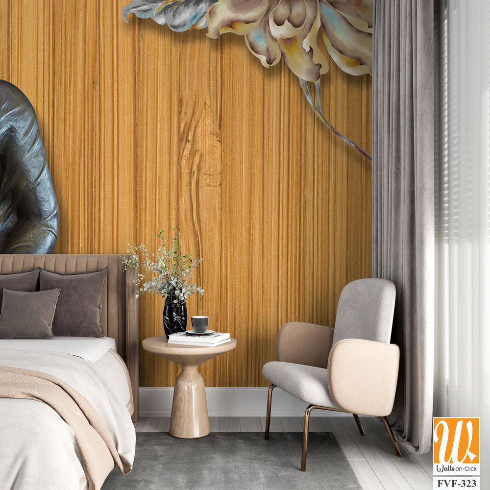 3D Buddha wallpaper with a wood background [WP-FVF-323]