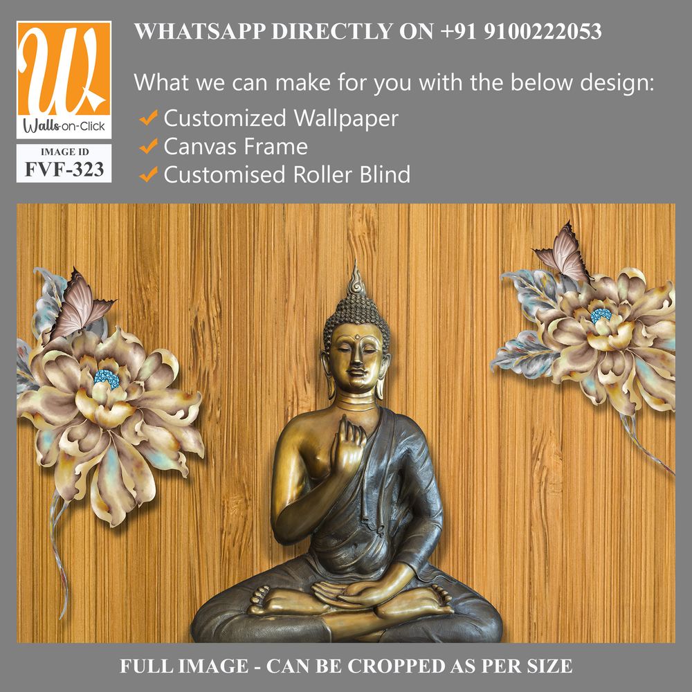 3D Buddha wallpaper with a wood background [WP-FVF-323]