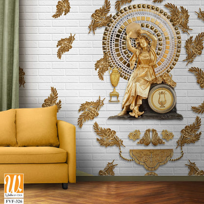 Goddess Venus surrounded by gold leaves [WP-FVF-326]