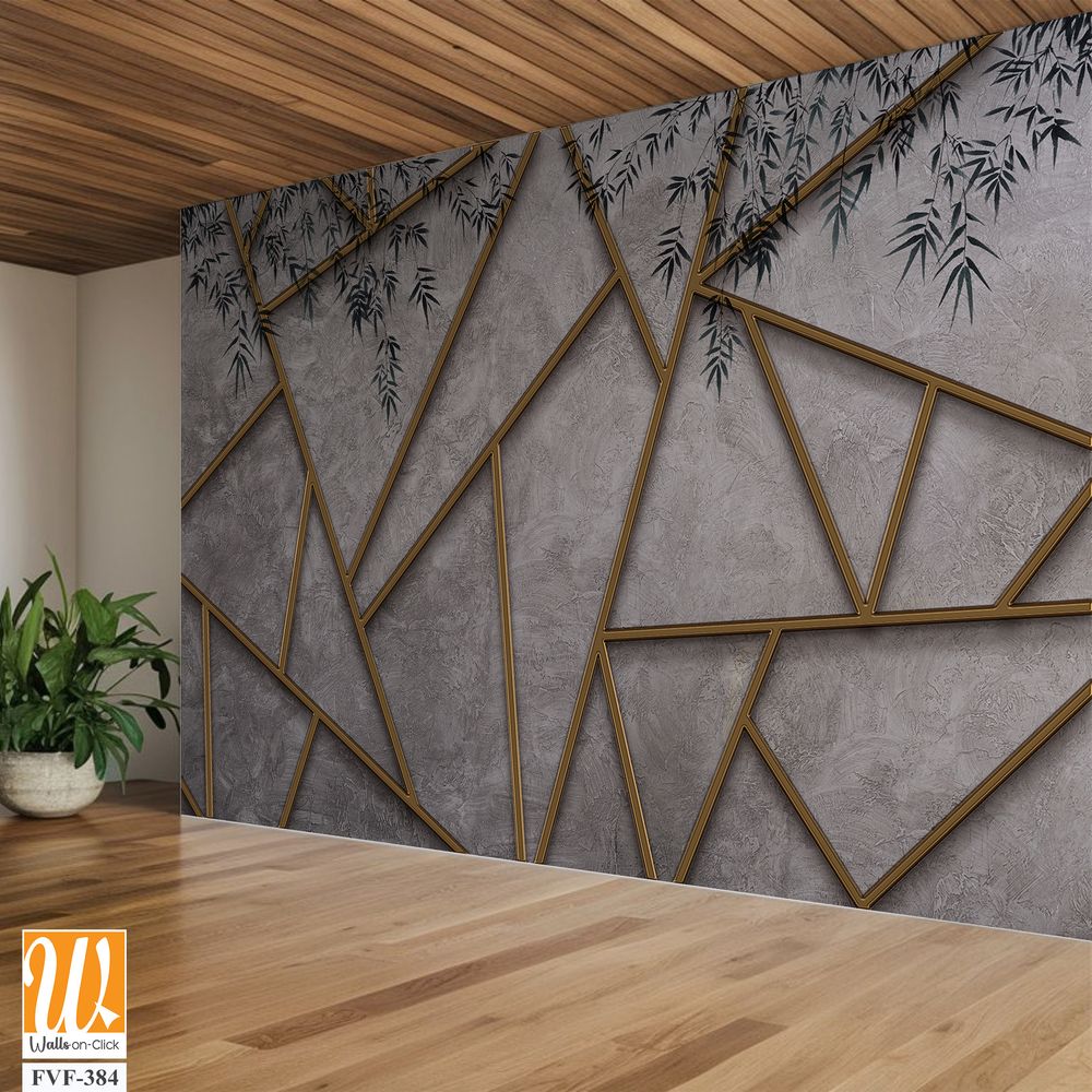 Intricate geometric pattern of golden metal frames [WP-FVF-384]