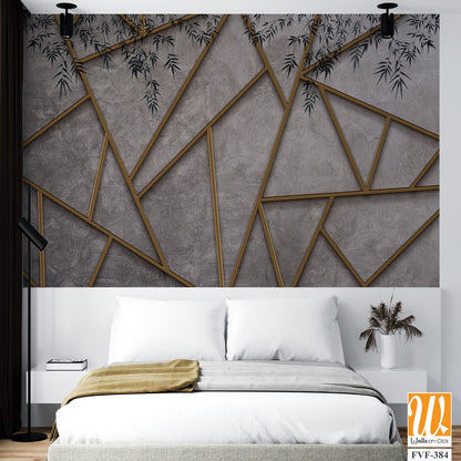 Intricate geometric pattern of golden metal frames [WP-FVF-384]