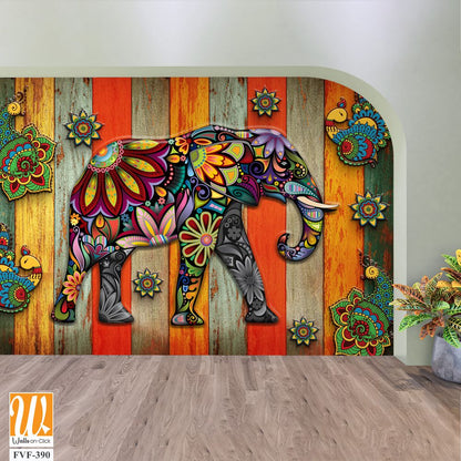 Vibrant and colorful elephant with intricate patterns [WP-FVF-390]