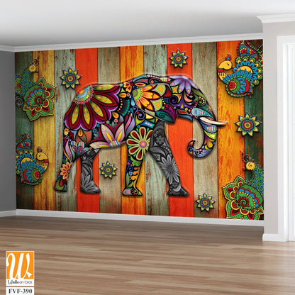 Vibrant and colorful elephant with intricate patterns [WP-FVF-390]