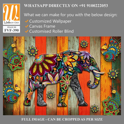 Vibrant and colorful elephant with intricate patterns [WP-FVF-390]