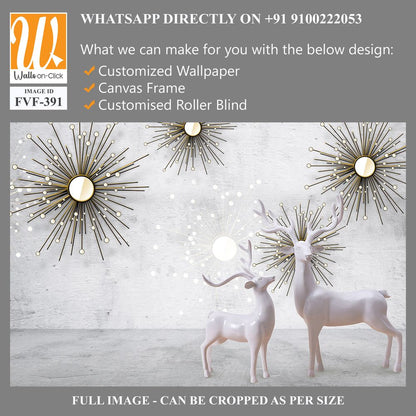 3D white deer with sunburst decorations [WP-FVF-391]