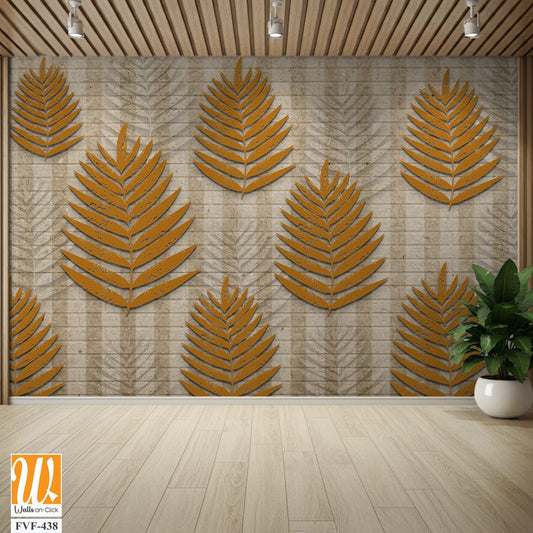 Array of textured fern leaves on textured background [WP-FVF-438]