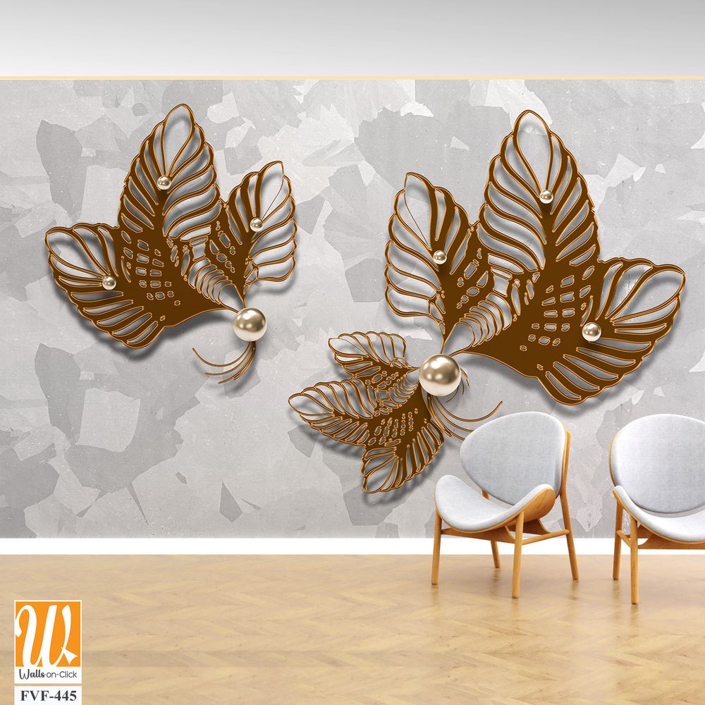 Abstract 3D leaves with pearls [WP-FVF-445]