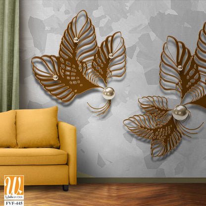 Abstract 3D leaves with pearls [WP-FVF-445]