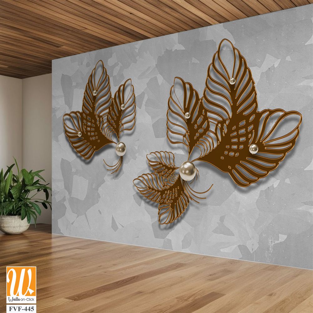 Abstract 3D leaves with pearls [WP-FVF-445]