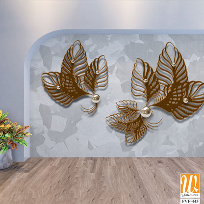 Abstract 3D leaves with pearls [WP-FVF-445]