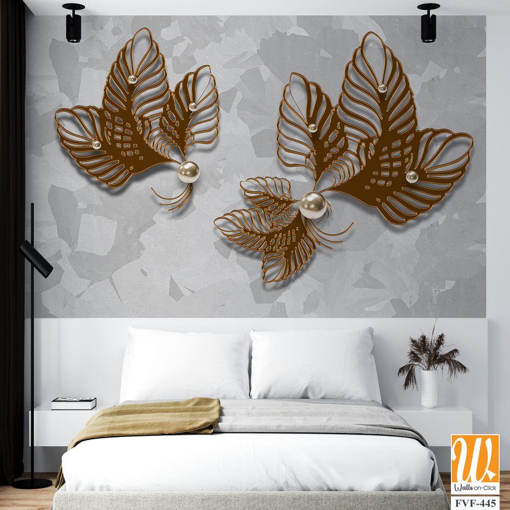 Abstract 3D leaves with pearls [WP-FVF-445]