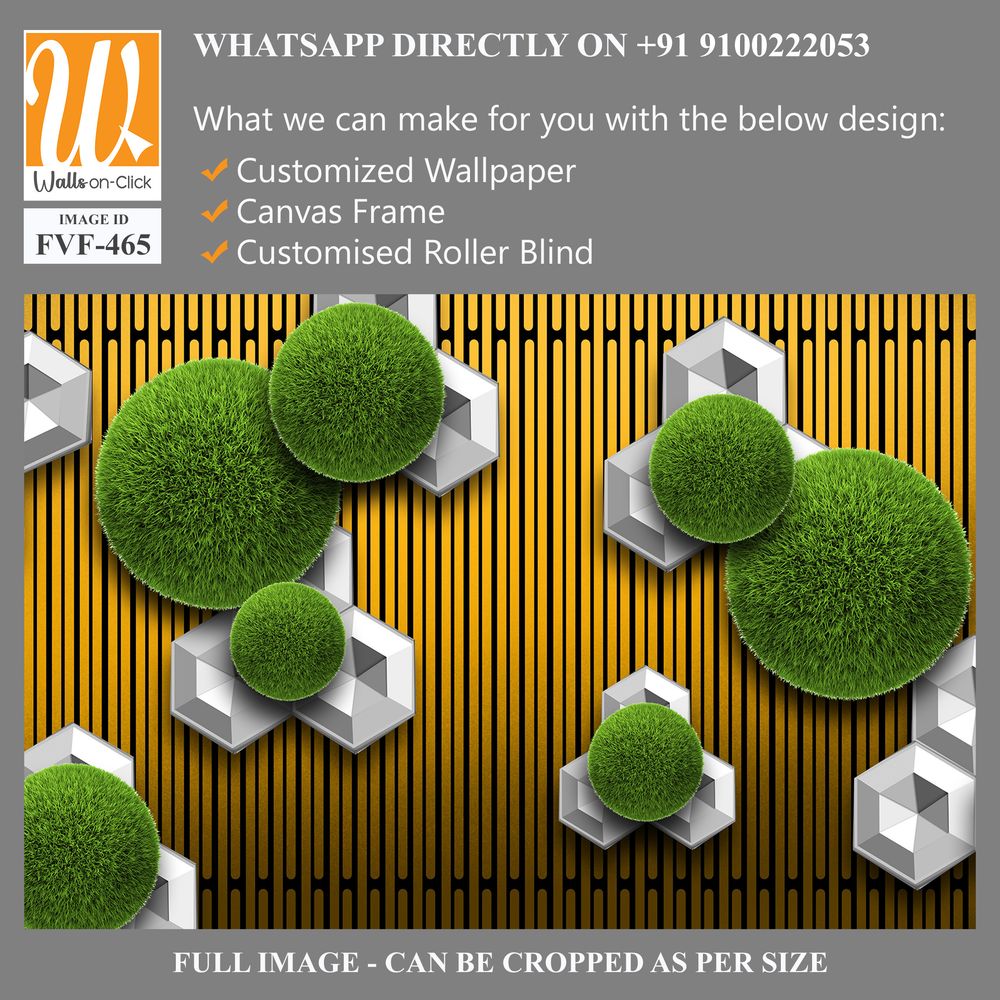 3D wallpaper featuring grass-covered spheres [WP-FVF-465]