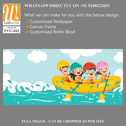 Cartoon design of happy kids rafting, [WP-FVG-042]