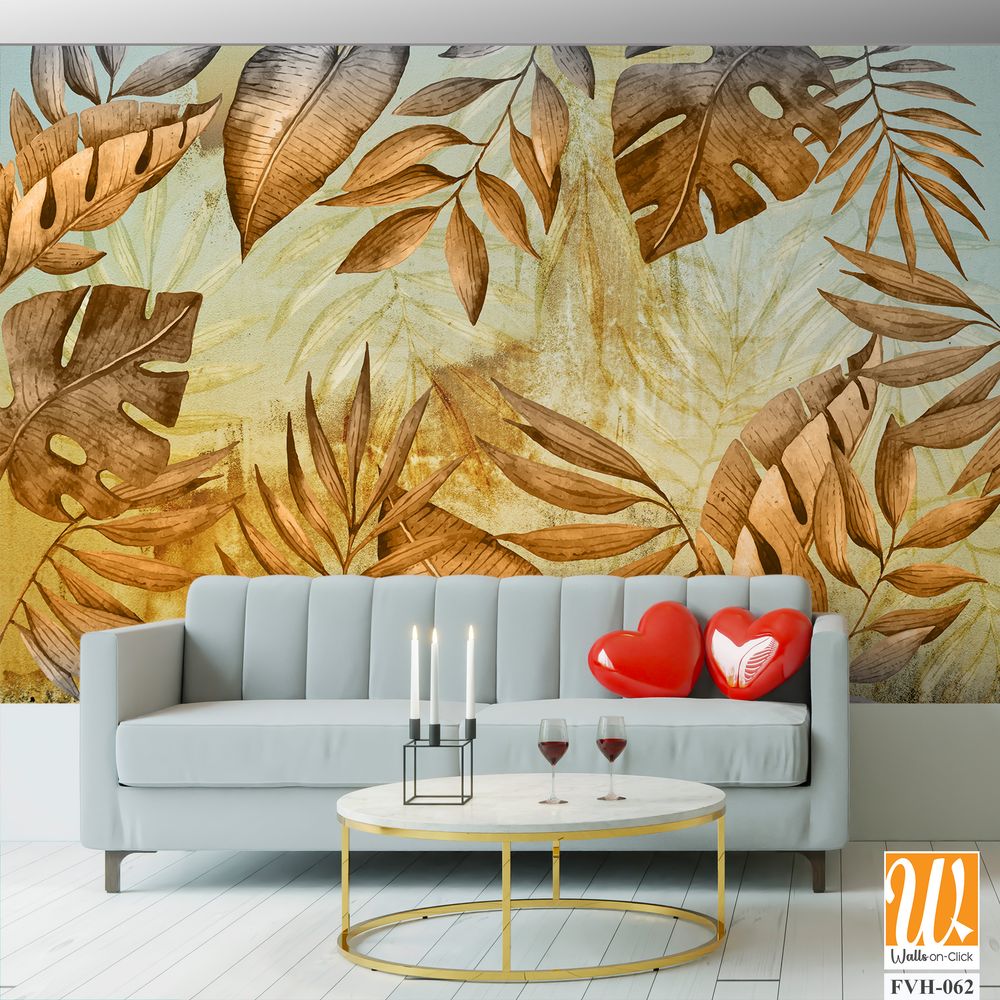 Hand painted tropical leaves in earth tones [WP-FVH-062]