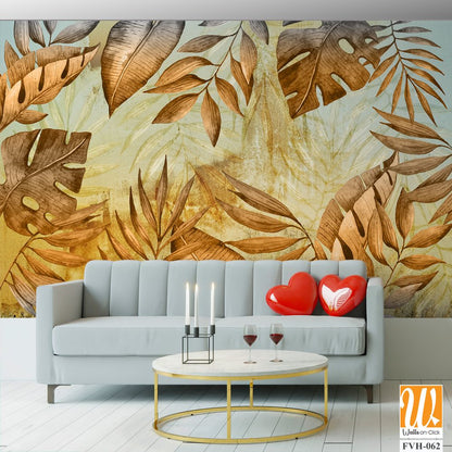 Hand painted tropical leaves in earth tones [WP-FVH-062]