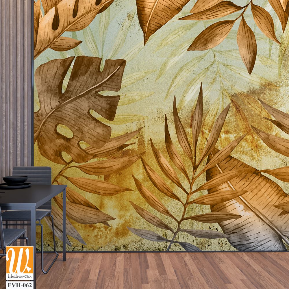 Hand painted tropical leaves in earth tones [WP-FVH-062]