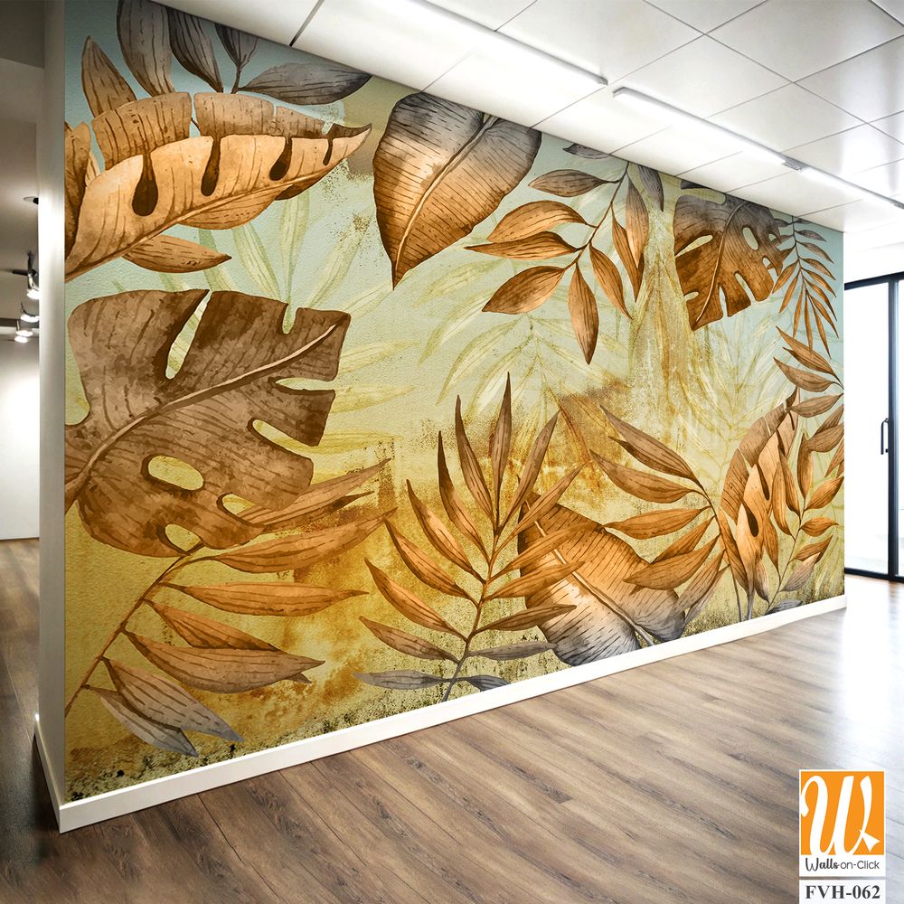 Hand painted tropical leaves in earth tones [WP-FVH-062]