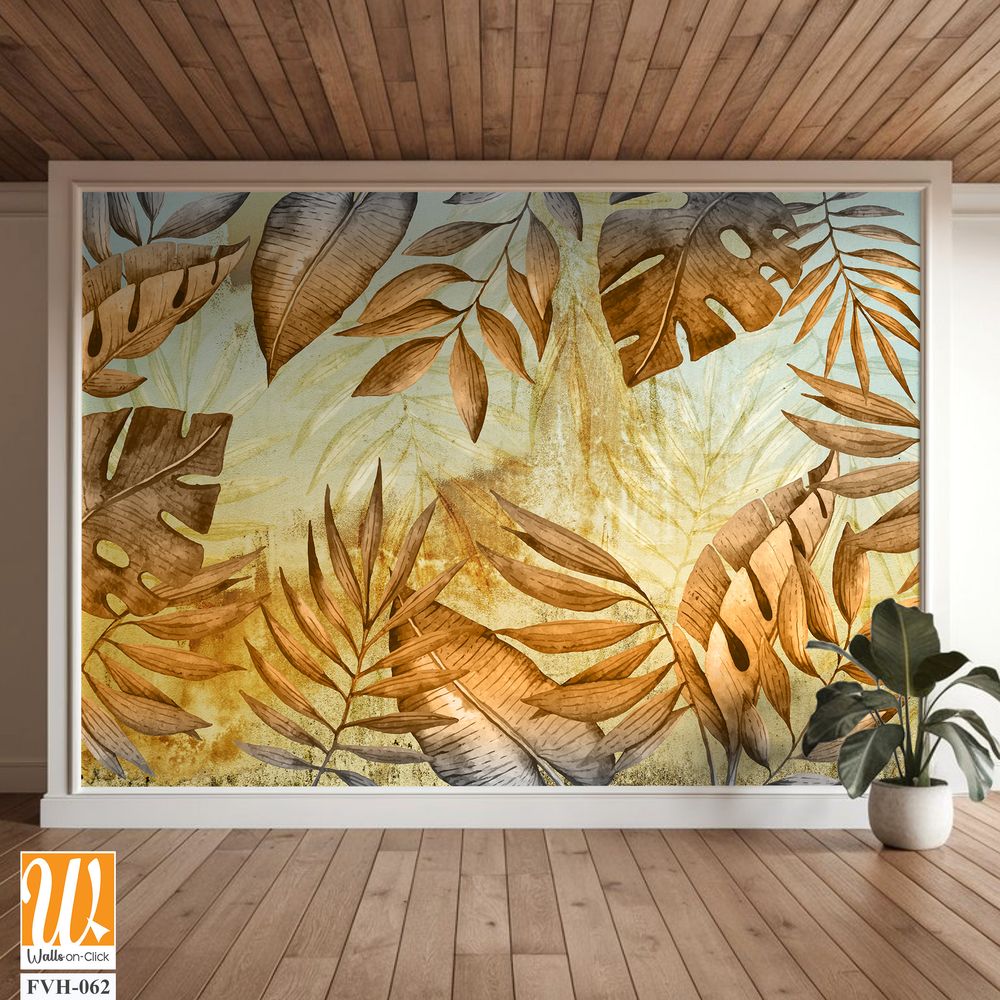 Hand painted tropical leaves in earth tones [WP-FVH-062]