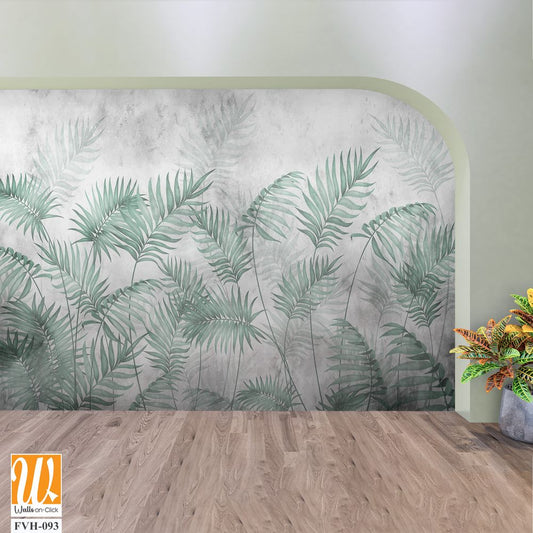 Watercolor palm leaves on a grey background [WP-FVH-093]