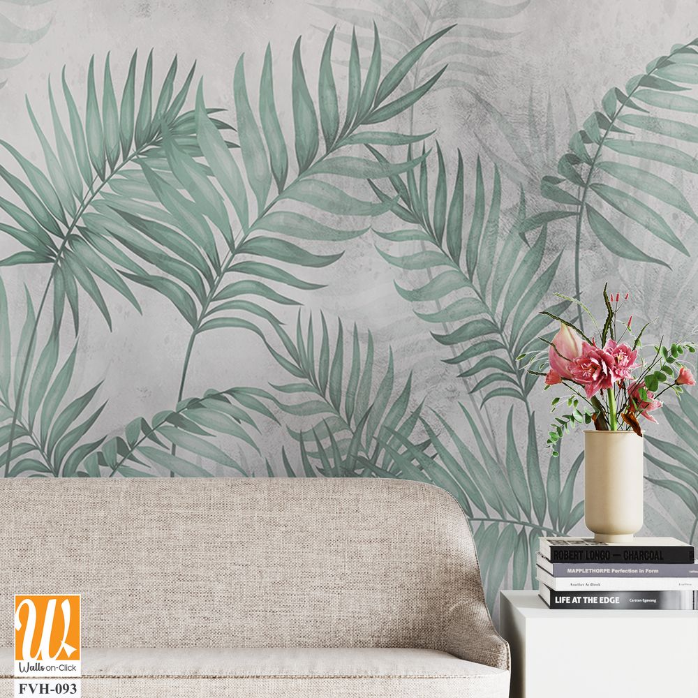 Watercolor palm leaves on a grey background [WP-FVH-093]