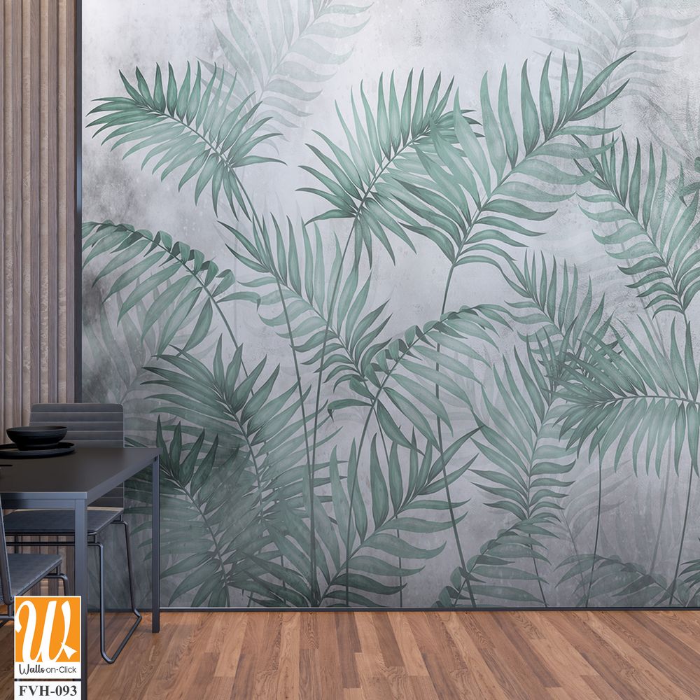 Watercolor palm leaves on a grey background [WP-FVH-093]