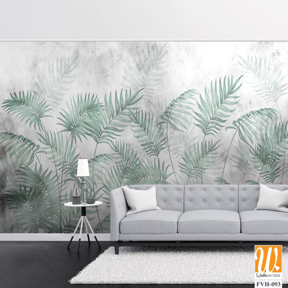 Watercolor palm leaves on a grey background [WP-FVH-093]