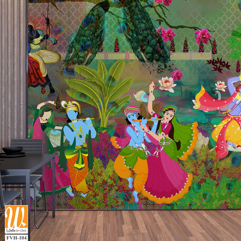 Radha Krishna dancing in Gokul garden [WP-FVH-104]