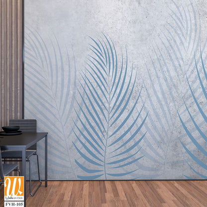 Palm leaves in light blue and gray on a concrete [WP-FVH-105]