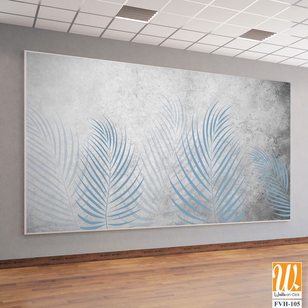 Palm leaves in light blue and gray on a concrete [WP-FVH-105]