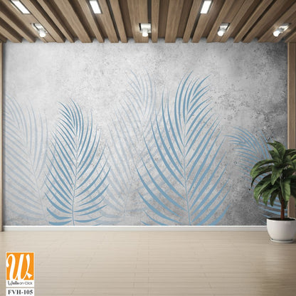 Palm leaves in light blue and gray on a concrete [WP-FVH-105]