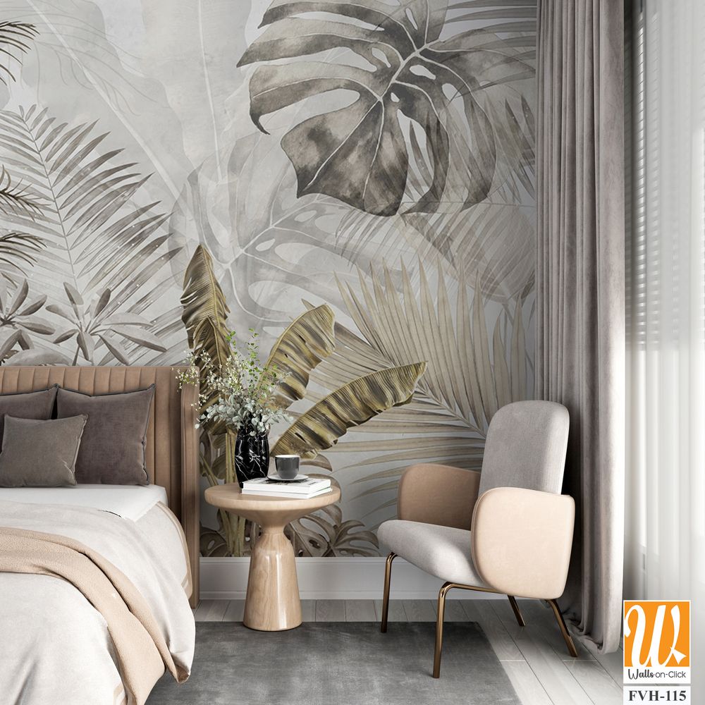 Gold Tropical Wallpaper Design - 3D illustration [WP-FVH-115]