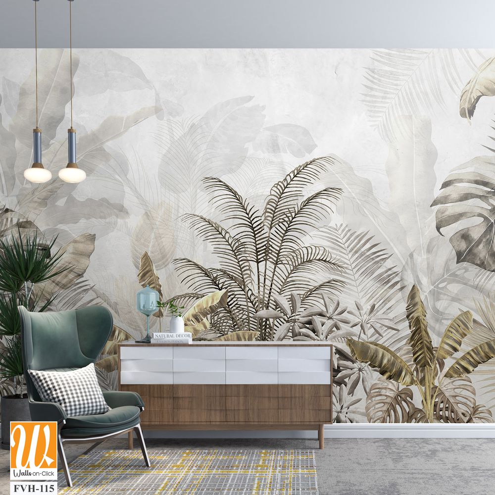 Gold Tropical Wallpaper Design - 3D illustration [WP-FVH-115]