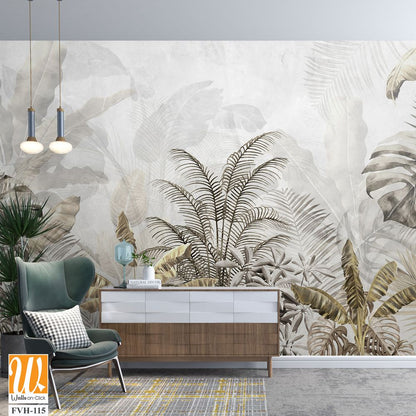 Gold Tropical Wallpaper Design - 3D illustration [WP-FVH-115]