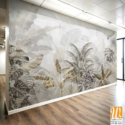 Gold Tropical Wallpaper Design - 3D illustration [WP-FVH-115]