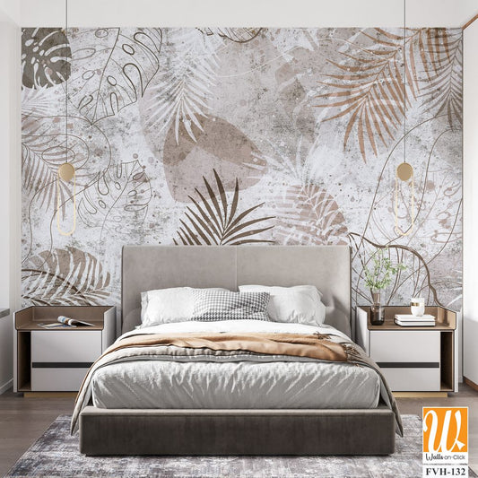 Tropical palm leaves. Mural, Wallpaper for internal printing. [WP-FVH-132]