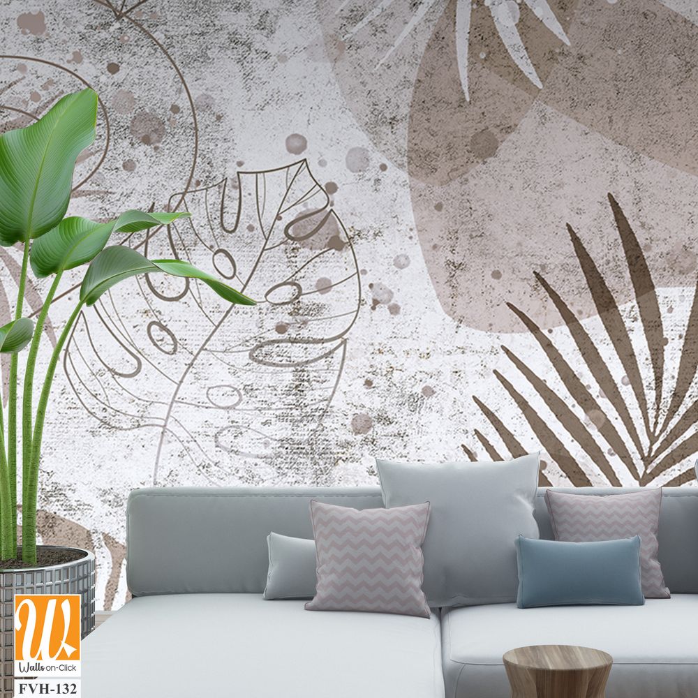 Tropical palm leaves. Mural, Wallpaper for internal printing. [WP-FVH-132]