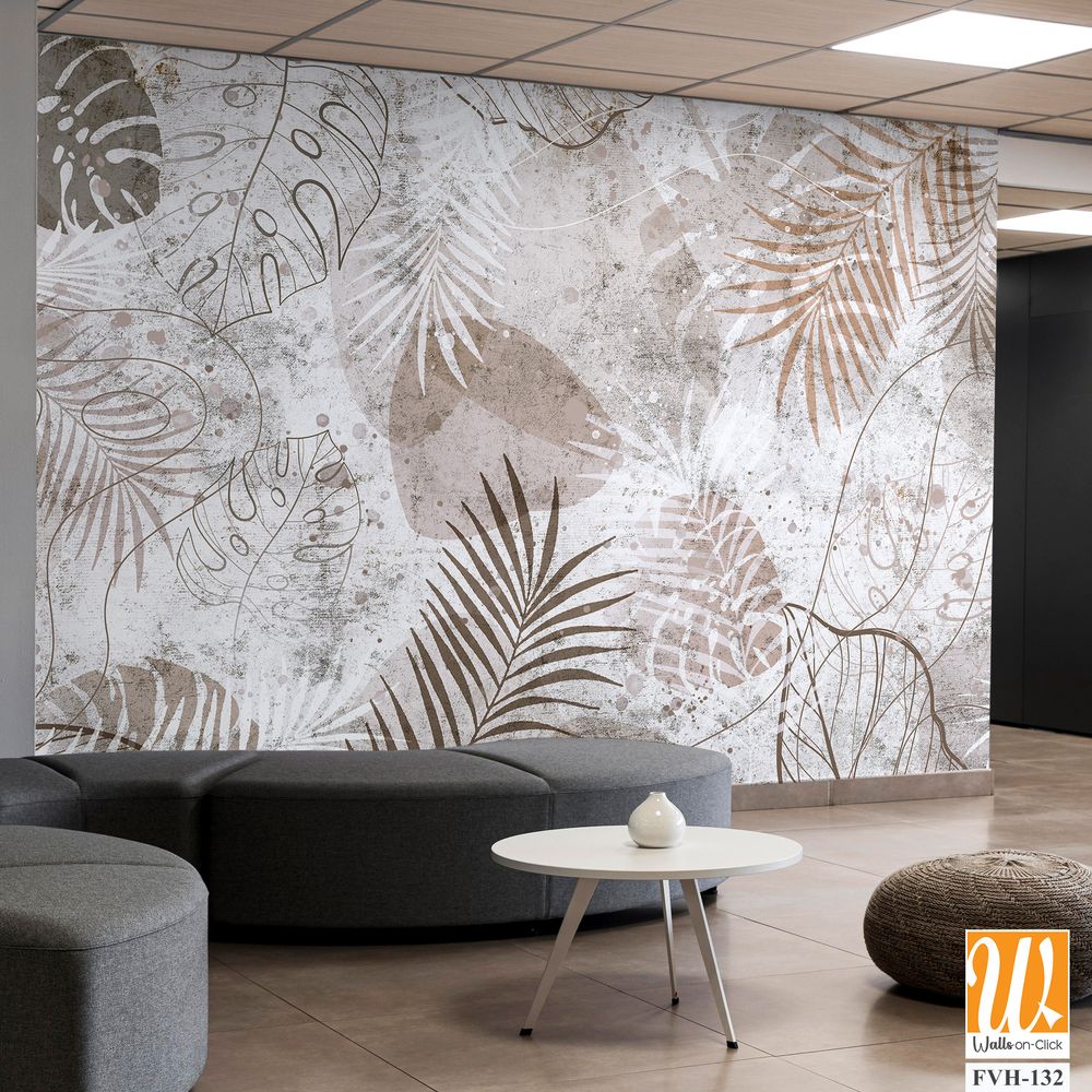 Tropical palm leaves. Mural, Wallpaper for internal printing. [WP-FVH-132]