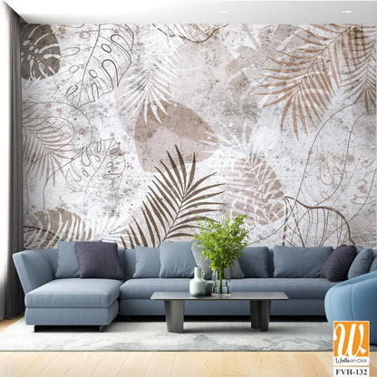 Tropical palm leaves. Mural, Wallpaper for internal printing. [WP-FVH-132]